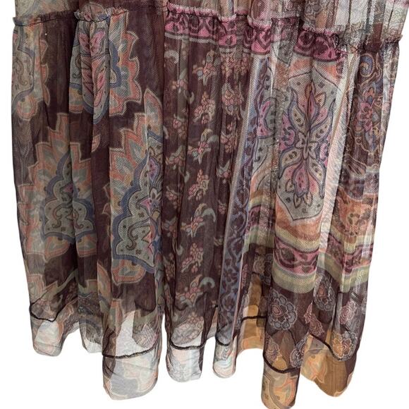 Johnny Was Biya Elexa Mesh Maxi Printed Embroidered Boho Dress, Size L, EUC - Picture 6 of 9